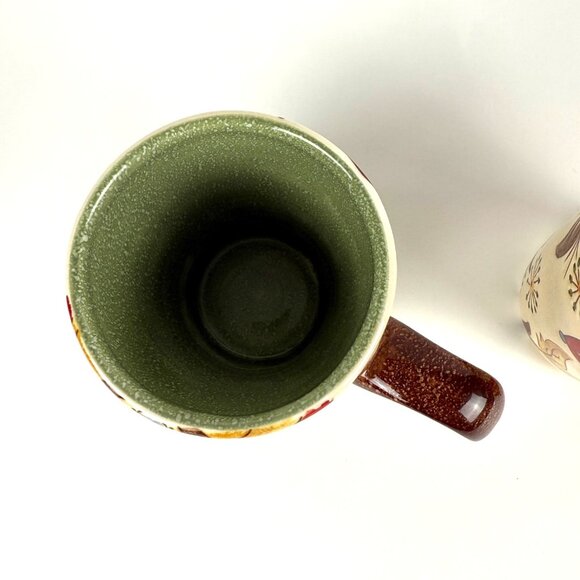 Pier 1 Imports Carynthum Hand-Painted Earthenware Set 2 Mugs Floral Coffee Tea - Picture 5 of 6